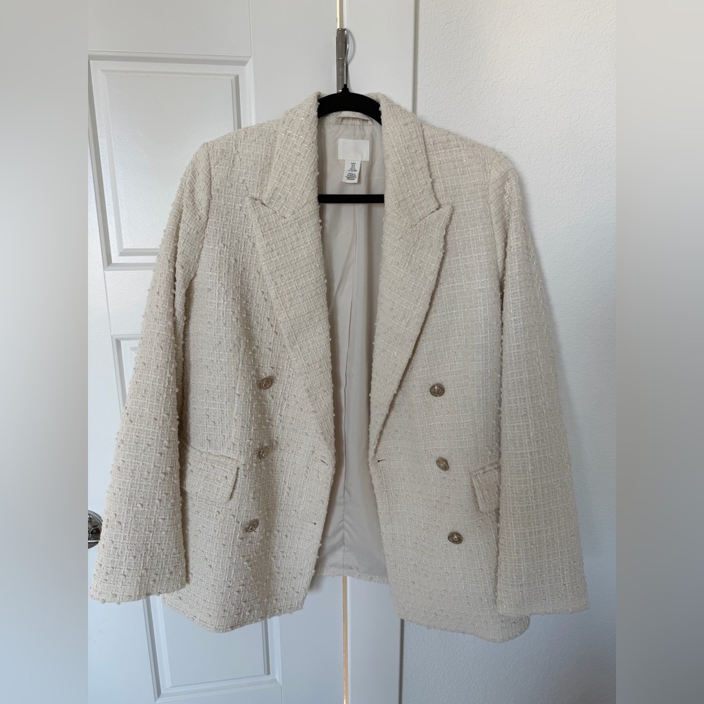 H&M Cream Textured Blazer